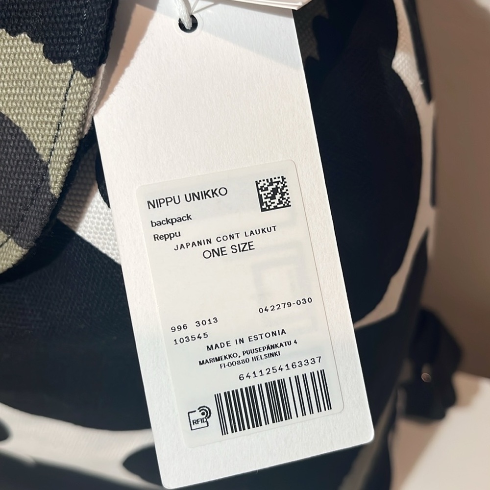 Marimekko Nippu Unikko Backpack - Black/White/Green - Picture 3 of 16